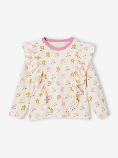 T-shirt met ruches en lange mouwen meisjes vanille - vertbaudet enfant 