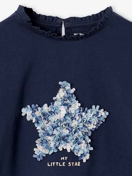 T-shirt met versiering en motief froufrou Oeko-Tex® currygeel+marineblauw+terracota - vertbaudet enfant 