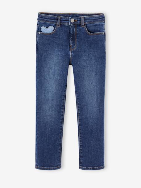 Slim jeans gemiddeld meisjes denimgrijs+donkerblauw+middenblauw - vertbaudet enfant 