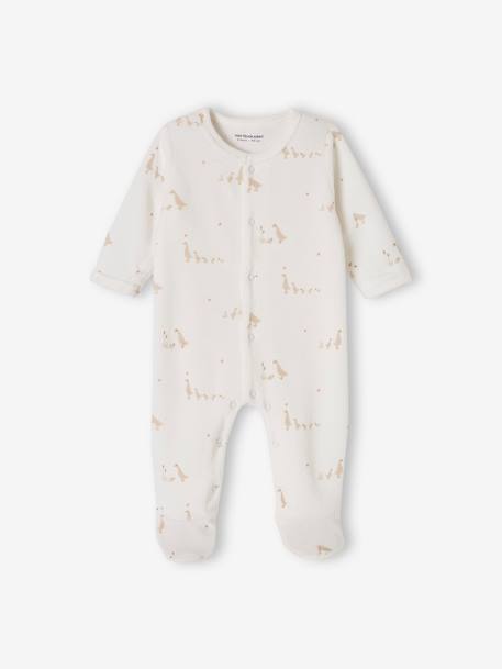 Set van 2 fluwelen babyslaappakjes met opening voor cappuccino+lichtblauw+rozen - vertbaudet enfant 