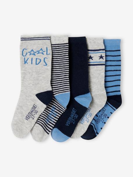 Set van 5 paar jongenssokken 'Cool Kids' azuurblauw+saliegroen - vertbaudet enfant 