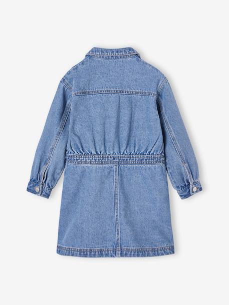 Denim jurk met knoopsluiting middenblauw - vertbaudet enfant 