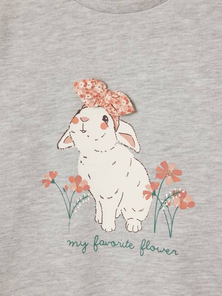 Sweatshirt met dierenmotief en sierdetails meisjes gemêleerd grijs+hemelsblauw - vertbaudet enfant 