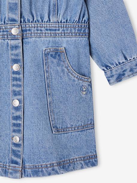 Denim jurk met knoopsluiting middenblauw - vertbaudet enfant 