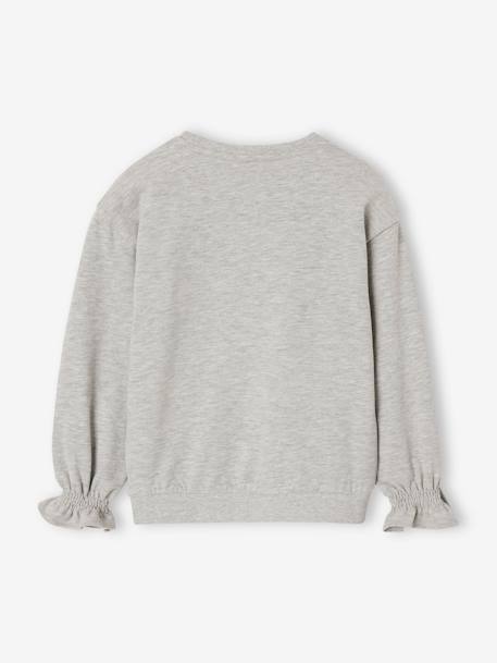 Sweatshirt met dierenmotief en sierdetails meisjes gemêleerd grijs+hemelsblauw - vertbaudet enfant 