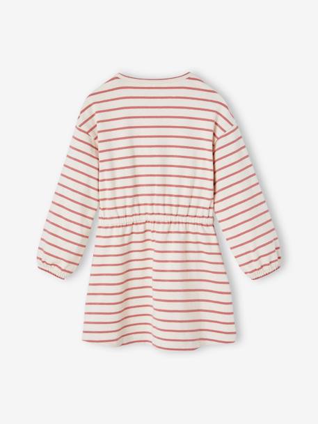 Getailleerde streepjesjurk marineblauw+terracotta - vertbaudet enfant 