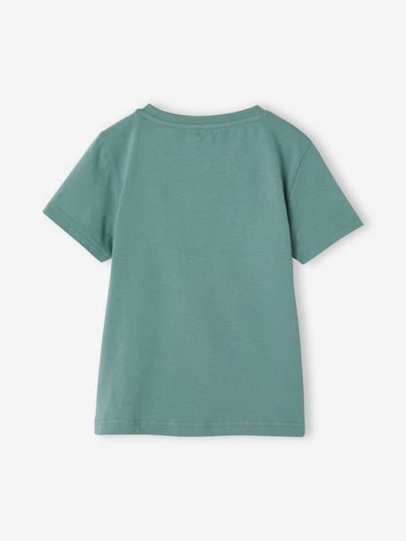 Basic jongensshirt met print vooraan antraciet+blauwgroen - vertbaudet enfant 