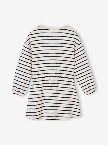 Getailleerde streepjesjurk marineblauw+terracotta - vertbaudet enfant 