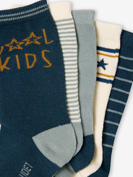 Set van 5 paar jongenssokken 'Cool Kids' azuurblauw+saliegroen - vertbaudet enfant 