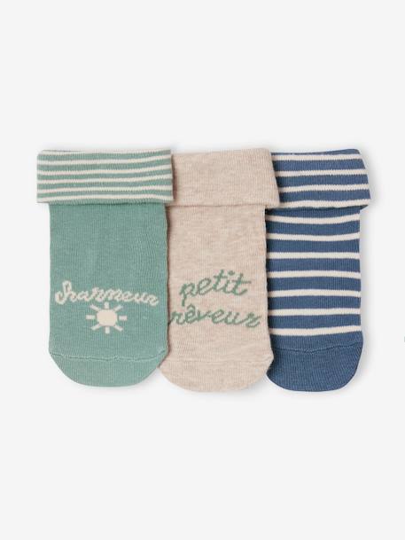 Set van 3 paar sokjes 'petit réveur' voor babyjongen jeansblauw - vertbaudet enfant 