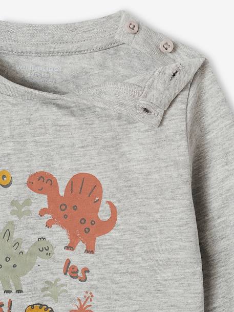 Decoratief T-shirt babyjongen ecru+gemêleerd grijs+grijs gechineerd+petrolblauw+vanille - vertbaudet enfant 