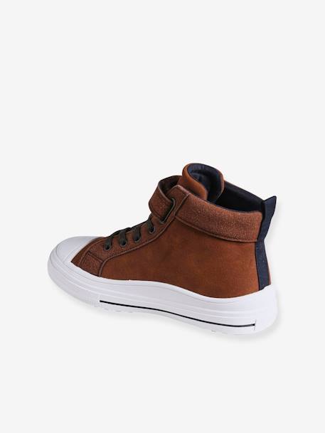 Hoge kindersneakers met klittenband bruin - vertbaudet enfant 