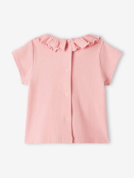 Babyshirt van ribstof met kraagje rozen - vertbaudet enfant 