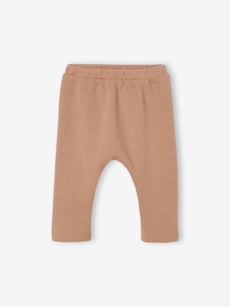 Babybroek van gekamd tricot met honingraat motief beige - vertbaudet enfant 