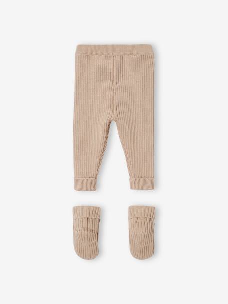 Babyset met gebreide broek + sokjes beige - vertbaudet enfant 