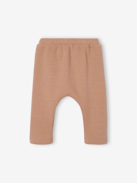 Babybroek van gekamd tricot met honingraat motief beige - vertbaudet enfant 