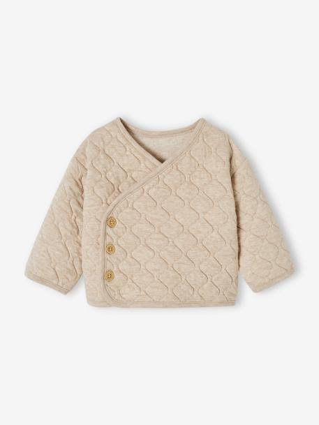 Cardigan met gekruiste opening voor pasgeborenen gemêleerd beige - vertbaudet enfant 