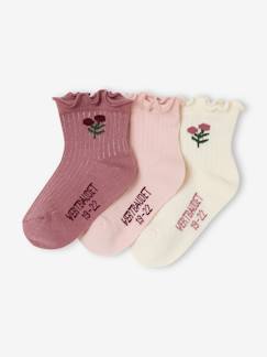 Set van 3 paar sokjes met bloemen voor babymeisje  - vertbaudet enfant