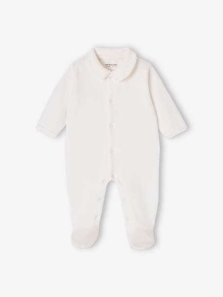 Set van 2 geribd fluwelen babyslaappakjes met opening voor beige - vertbaudet enfant 