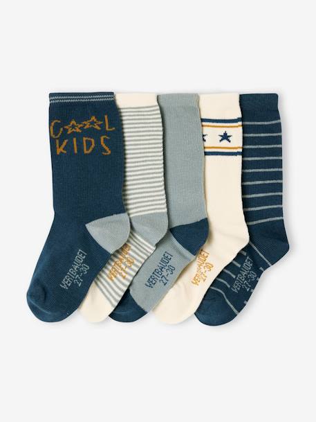 Set van 5 paar jongenssokken 'Cool Kids' azuurblauw+saliegroen - vertbaudet enfant 