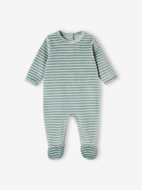 Set van 3 fluwelen babyslaappakjes BASICS cappuccino+kameel+roze (poederkleur) - vertbaudet enfant 