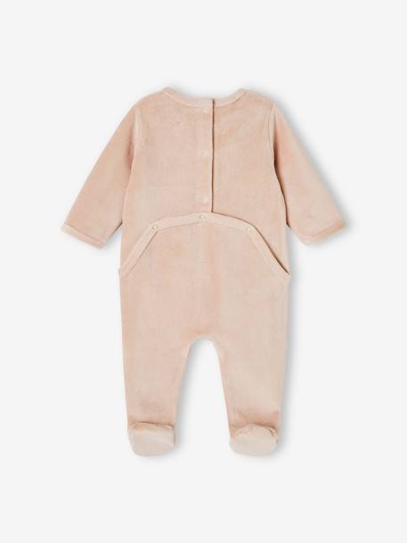 Set van 3 fluwelen babyslaappakjes BASICS cappuccino+kameel+roze (poederkleur) - vertbaudet enfant 