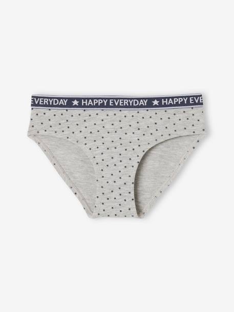 Set van 5 alledaagse Happy slips voor meisjes gemêleerd grijs - vertbaudet enfant 