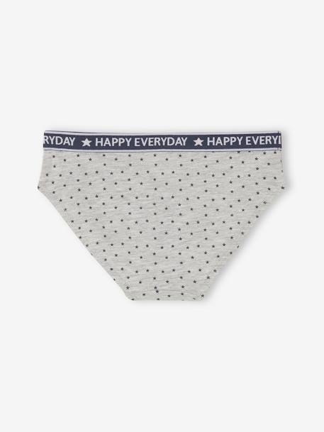 Set van 5 alledaagse Happy slips voor meisjes gemêleerd grijs - vertbaudet enfant 