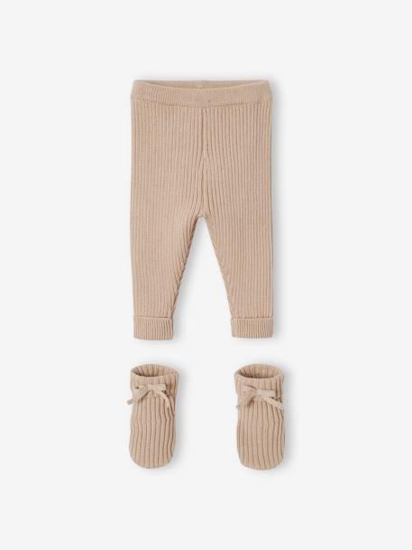 Babyset met gebreide broek + sokjes beige - vertbaudet enfant 