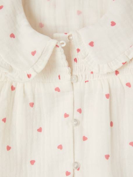 Blouse hartjes van katoengaas babymeisje ecru - vertbaudet enfant 