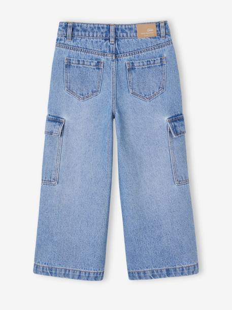 Wijde cargojeans meisjes donkerblauw+middenblauw - vertbaudet enfant 