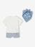 Babyset blouse + short + bandana blauw - vertbaudet enfant 