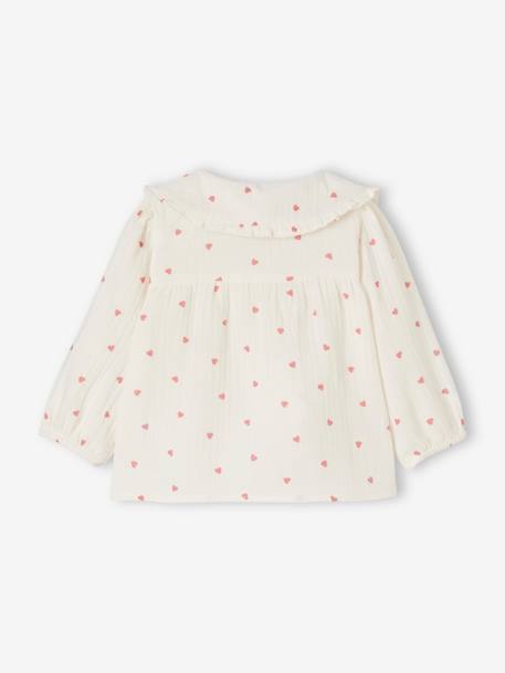 Blouse hartjes van katoengaas babymeisje ecru - vertbaudet enfant 