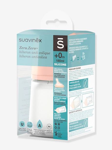 Ant-koliek flesje Zer0.Zer0 trage doorstroming (S) SUAVINEX 180 ml doorzichtig - vertbaudet enfant 