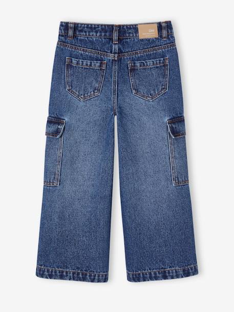 Wijde cargojeans meisjes donkerblauw+middenblauw - vertbaudet enfant 