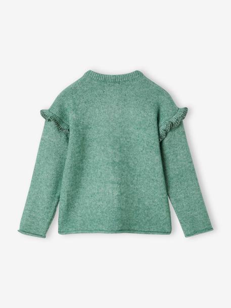 Vest met mouwen met ruches meisjes groen+rozen - vertbaudet enfant 