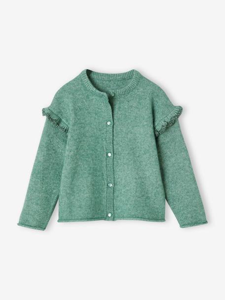 Vest met mouwen met ruches meisjes groen+rozen - vertbaudet enfant 