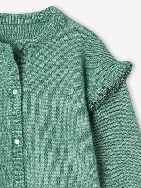 Vest met mouwen met ruches meisjes groen+rozen - vertbaudet enfant 