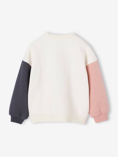 Sportieve sweater met speels motief colourblock meisjes ecru - vertbaudet enfant 