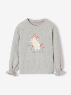 Meisje-Trui, vest, sweater-Sweater-Sweatshirt met dierenmotief en sierdetails meisjes