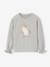 Sweatshirt met dierenmotief en sierdetails meisjes gemêleerd grijs+hemelsblauw - vertbaudet enfant 