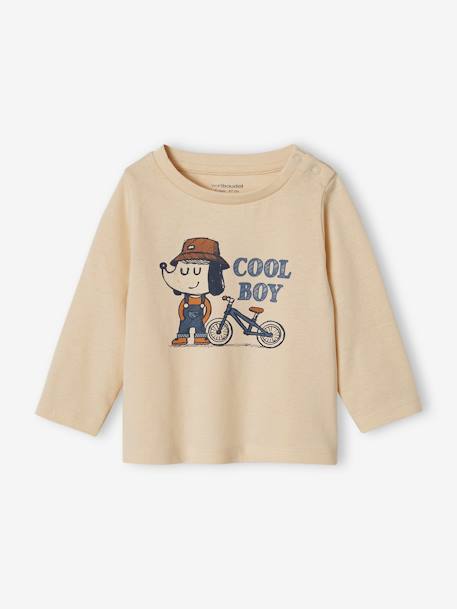 T-shirt 'cool boy' voor babyjongens in biologisch katoen zandbeige - vertbaudet enfant 