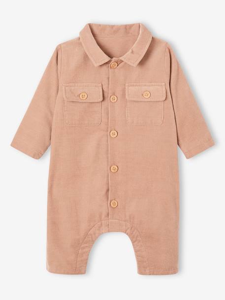 Ribfluwellen salopette voor baby's beige - vertbaudet enfant 