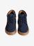 Hoge leren sneakers met veters voor jongens bruin+marineblauw - vertbaudet enfant 