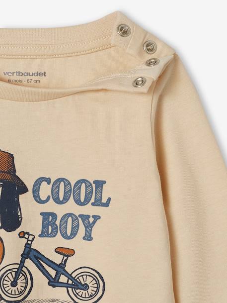 T-shirt 'cool boy' voor babyjongens in biologisch katoen zandbeige - vertbaudet enfant 