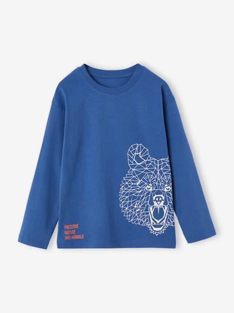 Jongensshirt met grappig dierenmotief blauw+dennen - vertbaudet enfant 