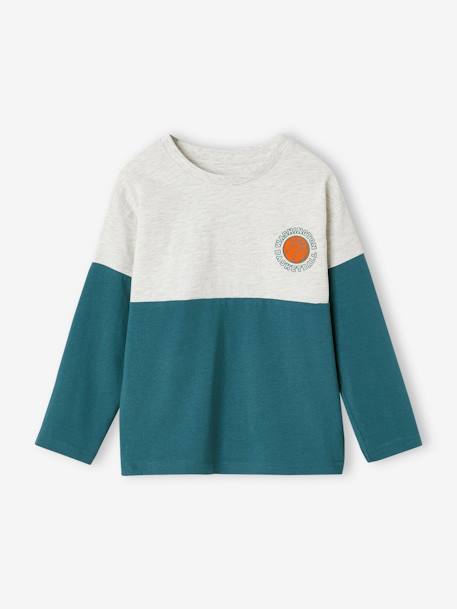 Sportshirt colorblock met lange mouwen jongens groenblauw - vertbaudet enfant 