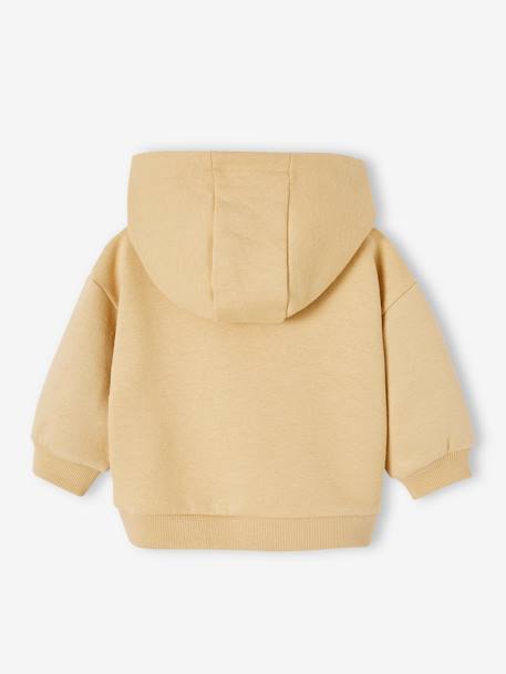 Sweatshirt met capuchon en tekst in lusjes jongensbaby okergeel - vertbaudet enfant 