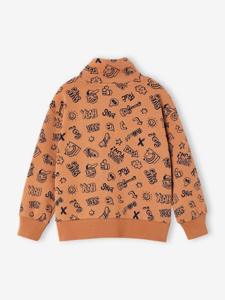 Sweater met snoodkraag en print nachtblauw+pecannoot - vertbaudet enfant 