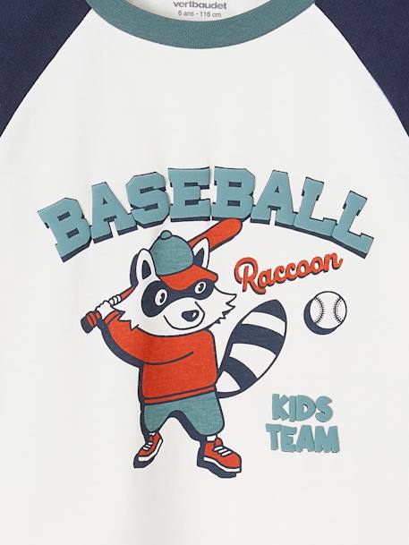 Sportieve T-shirt met 'raton'-motief en contrasterende raglanmouwen ecru - vertbaudet enfant 